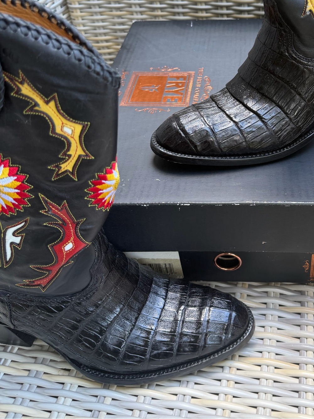 Frye x Jennifer Estes Alligator Cowboy Boots 10 B Western Rodeo Cowgirl - Picture 11 of 15